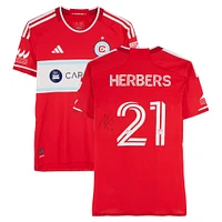 Fabian Herbers Chicago Fire Autographed Match-Used #21 Red adidas Jersey from the 2024 MLS Season - Size M