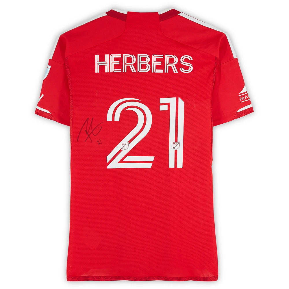 Fabian Herbers Chicago Fire Autographed Match-Used #21 Red adidas Jersey from the 2024 MLS Season - Size M