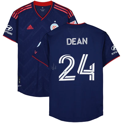 Jonathan Dean Chicago Fire Autographed Fanatics Authentic Match-Used #24 Navy Jersey from the 2023 MLS Season