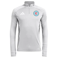 Men's adidas  Silver Chicago Fire 2025 Quarter-Zip Long Sleeve Training Top