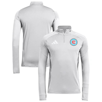 Men's adidas  Silver Chicago Fire 2025 Quarter-Zip Long Sleeve Training Top