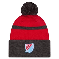 Bonnet en tricot à revers avec pompon Chicago Fire 2025 Kickoff de New Era pour homme, noir