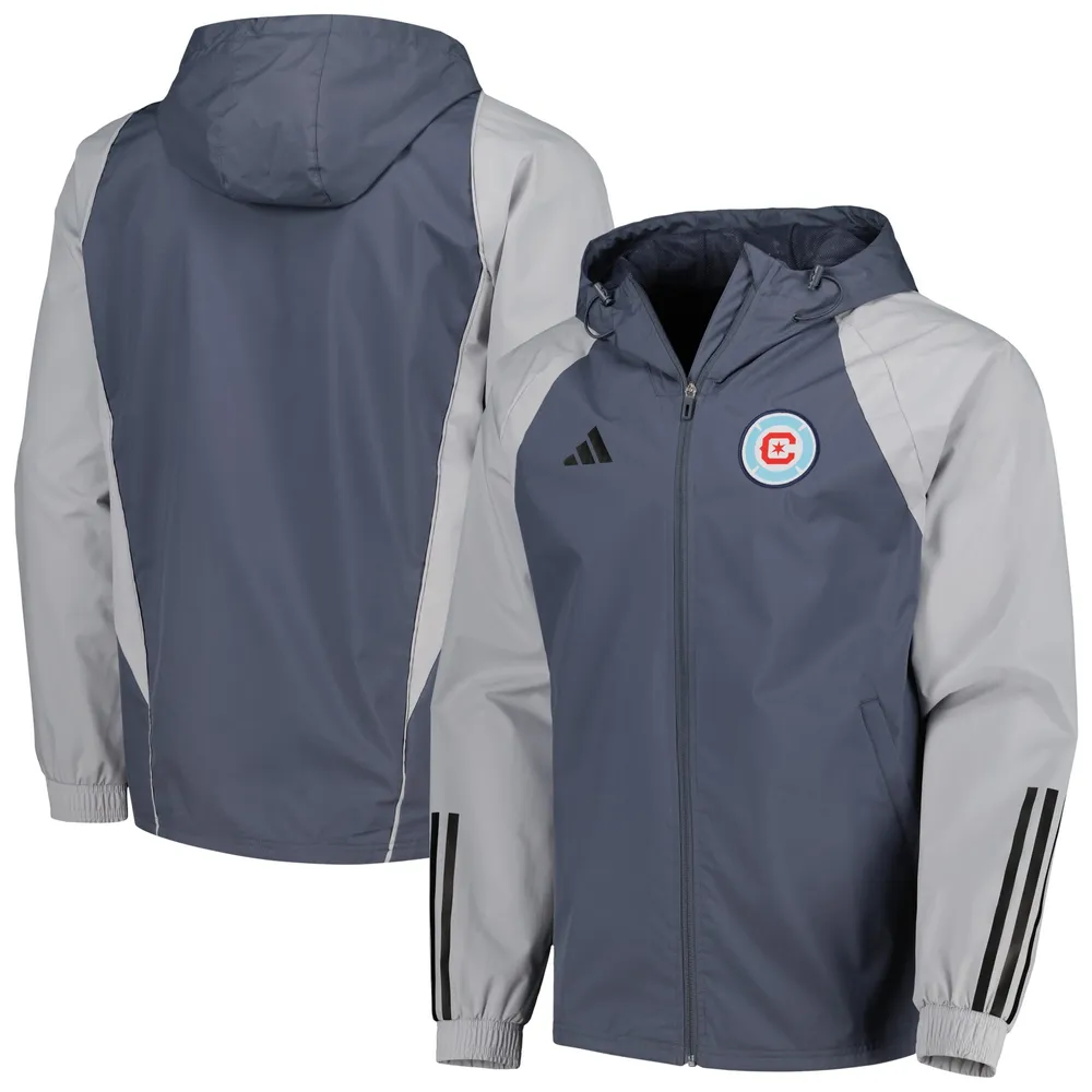 Men's adidas Charcoal Chicago Fire All-Weather Raglan Hoodie Full-Zip Jacket