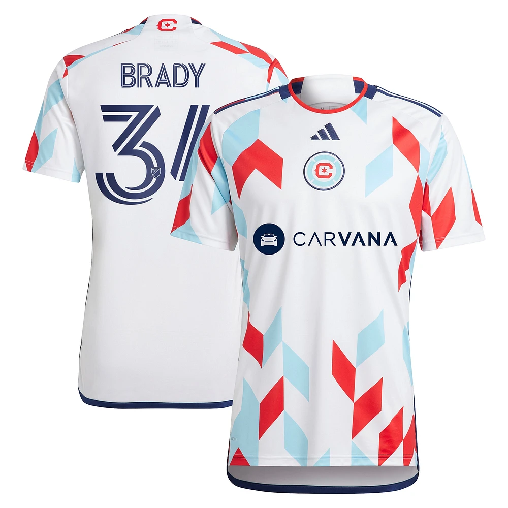 Maillot de joueur adidas Chris Brady blanc Chicago Fire 2024 A Kit For All Replica pour homme