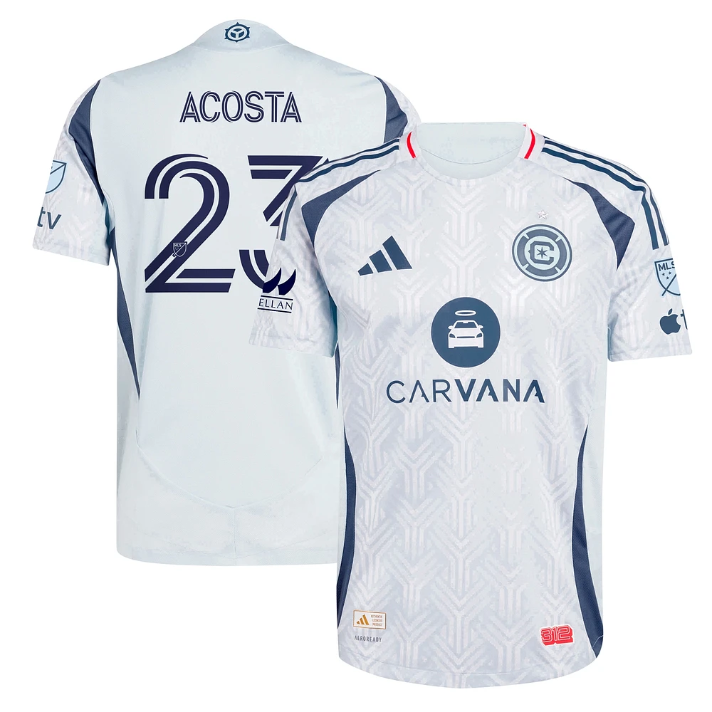 Maillot de joueur authentique The Municipal Kit Chicago Fire 2025 bleu clair adidas Kellyn Acosta pour homme
