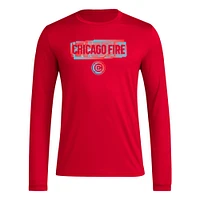 T-shirt à manches longues adidas Chicago Fire Local Pop AEROREADY pour hommes, rouge