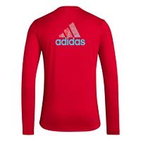 T-shirt à manches longues adidas Chicago Fire Local Pop AEROREADY pour hommes, rouge