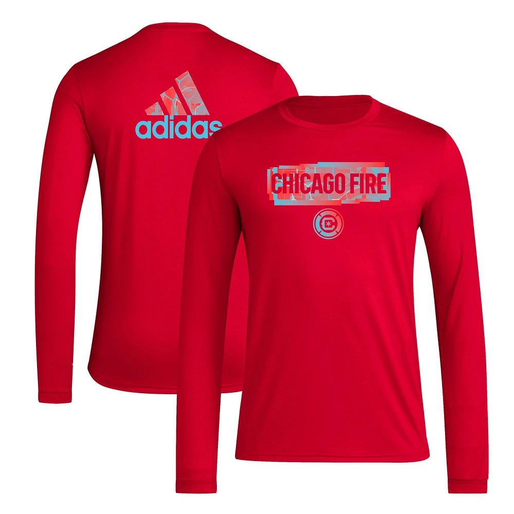 T-shirt à manches longues adidas Chicago Fire Local Pop AEROREADY pour hommes, rouge