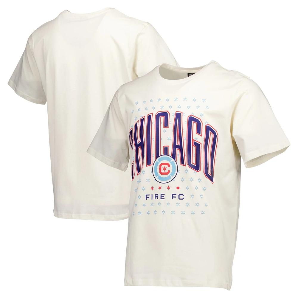 T-shirt décontracté épais crème Chicago Fire des années 90 pour hommes