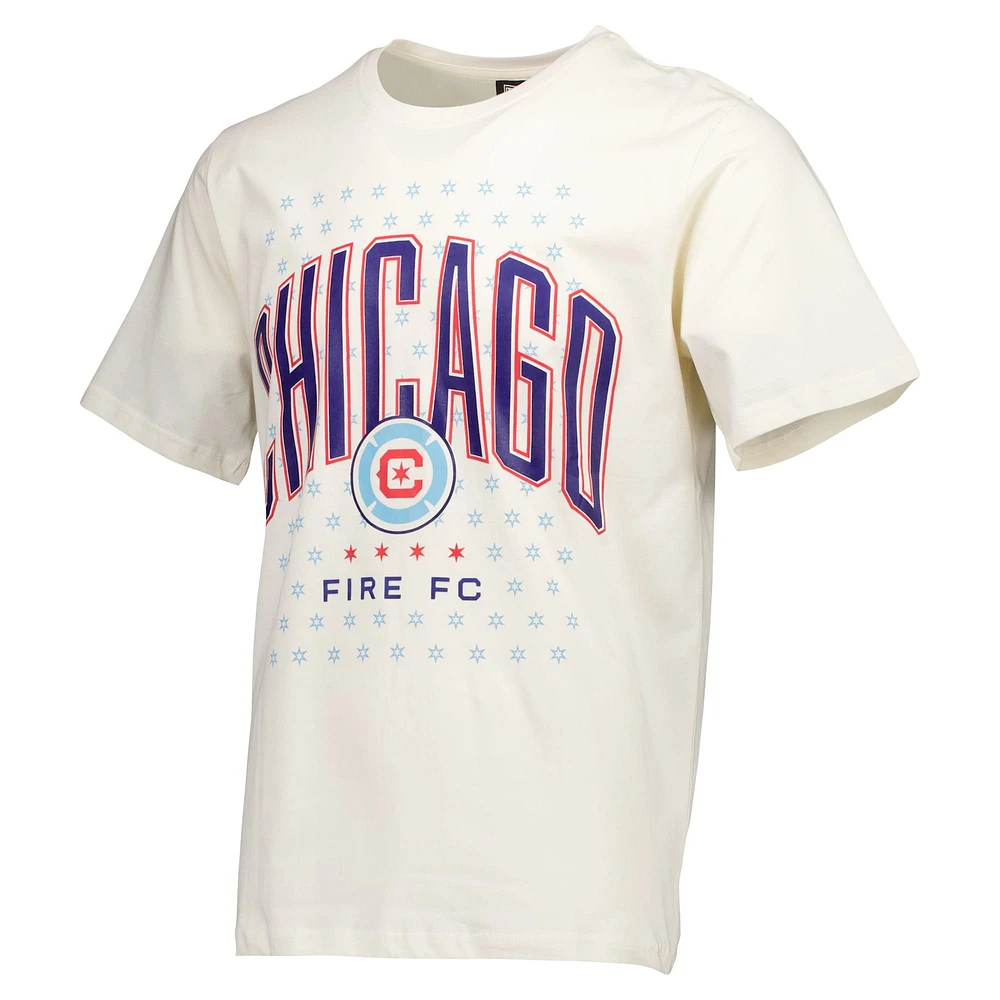 T-shirt décontracté épais crème Chicago Fire des années 90 pour hommes