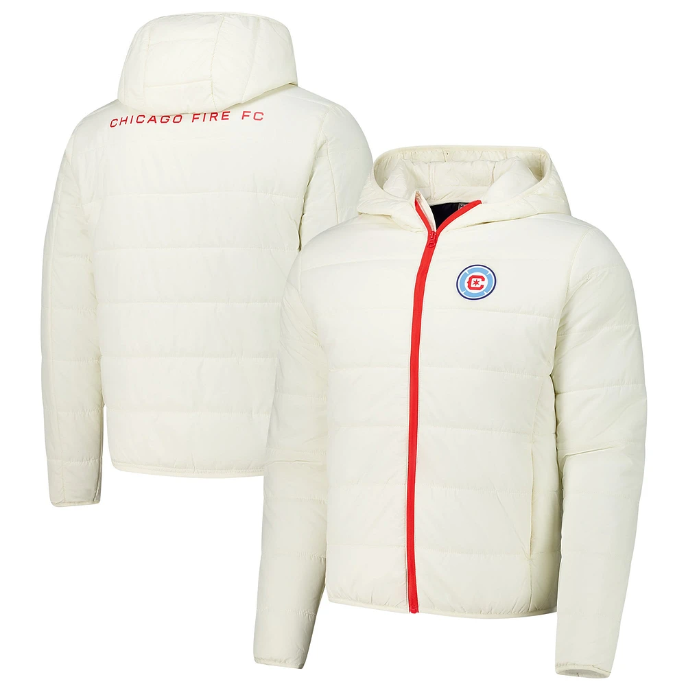 Men's Cream Chicago Fire Padded Pro Hoodie Full-Zip Jacket