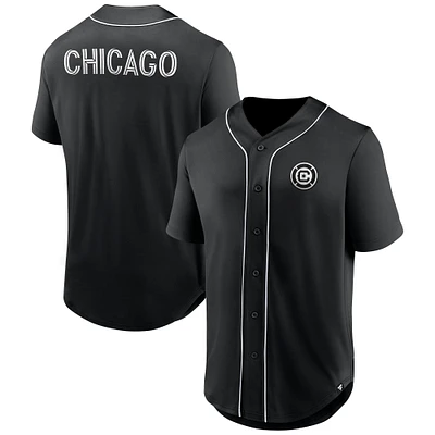 Men's Fanatics Black Chicago Fire Third Period Fashion Baseball Button-Up Jersey