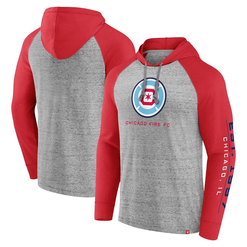 Men's Fanatics Steel Chicago Fire Deflection Raglan Pullover Hoodie