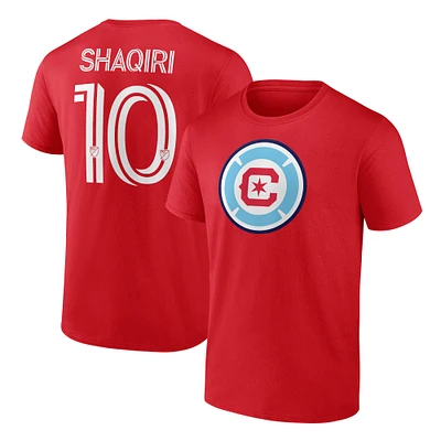 T-shirt avec nom et numéro Xherdan Shaqiri de marque Fanatics pour homme rouge Chicago Fire Authentic Stack