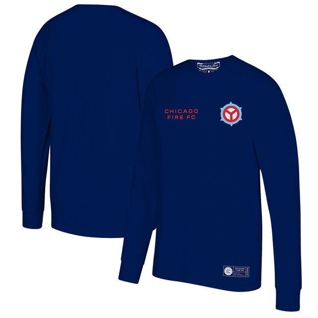 T-shirt à manches longues avec logo secondaire Chicago Fire pour homme Mitchell & Ness bleu marine