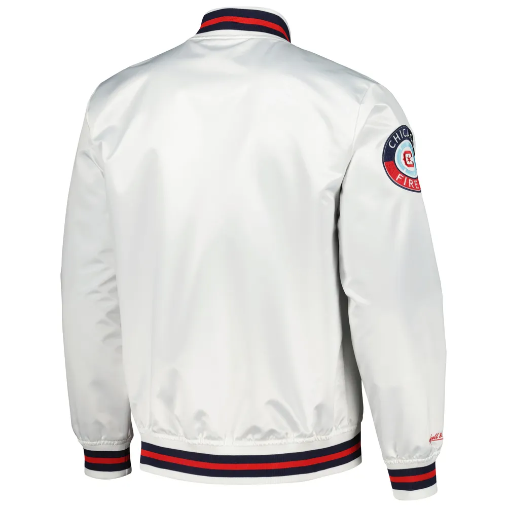 Men's Mitchell & Ness  White Chicago Fire City Full-Snap Satin Jacket