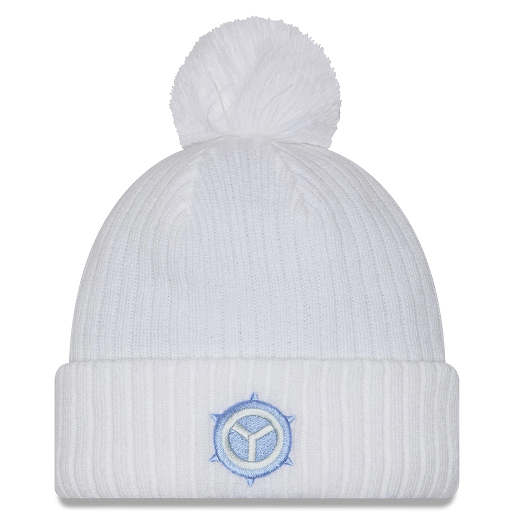 Men's New Era  White Chicago Fire 2025 Jersey Hook Cuffed Knit Hat with Pom