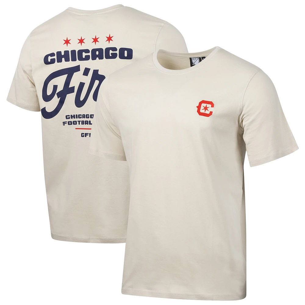 Men's  Tan Chicago Fire Team Script Relaxed T-Shirt