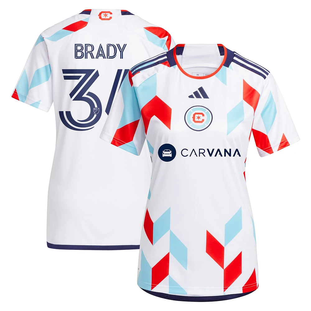 Maillot de joueur réplique adidas Chris Brady blanc Chicago Fire 2024 A Kit For All pour femme