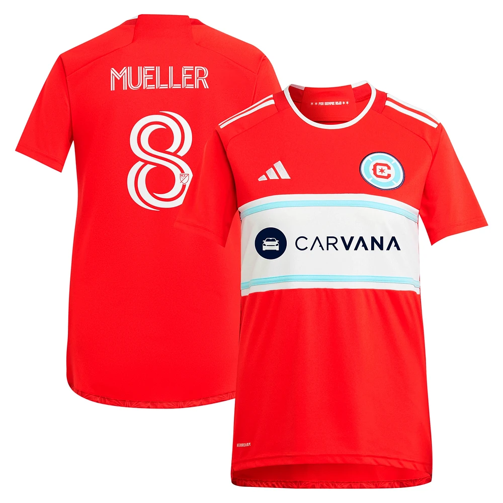 Maillot de joueur réplique adidas Chris Mueller rouge Chicago Fire 2024 Return To Red pour femme