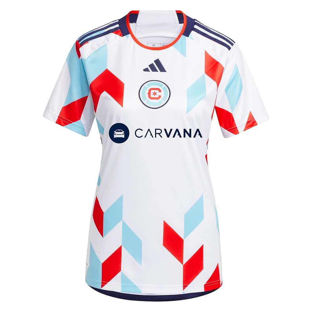 Women's adidas Chris Mueller White Chicago Fire 2024 A Kit For All Replica Player Jersey