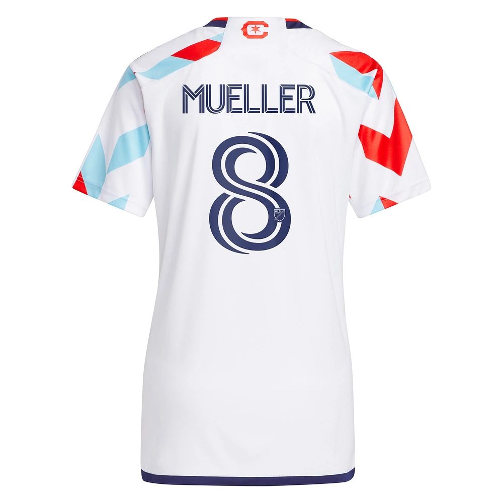 Women's adidas Chris Mueller White Chicago Fire 2024 A Kit For All Replica Player Jersey