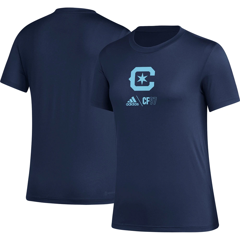 T-shirt pour femme adidas bleu marine Chicago Fire AEROREADY Club Icon