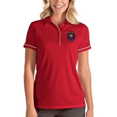 Women's Antigua Red/White Chicago Fire Team Salute Polo