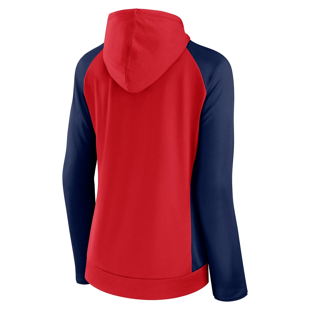 Sweat à capuche entièrement zippé raglan emblématique Fanatics rouge/marine Chicago Fire pour femmes