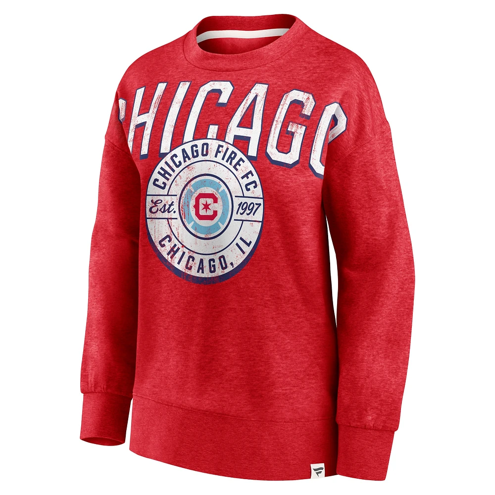 Women's Fanatics Red Chicago Fire True Classics Oversized Pullover Sweatshirt