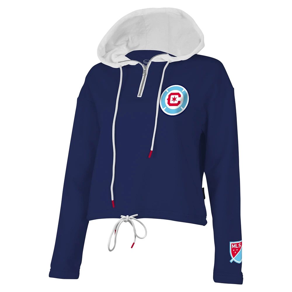 Women's Stadium Essentials Navy Chicago Fire Game Plan Quarter-Zip Hoodie