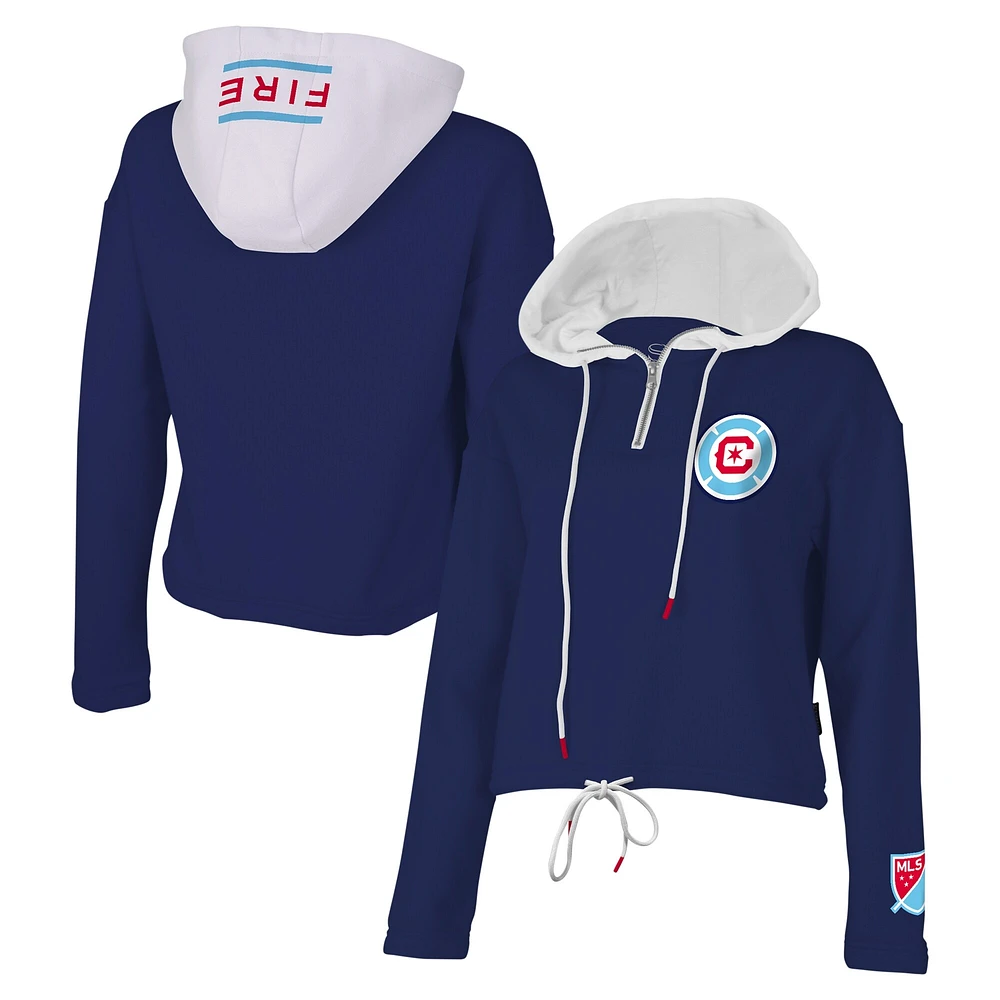 Women's Stadium Essentials Navy Chicago Fire Game Plan Quarter-Zip Hoodie