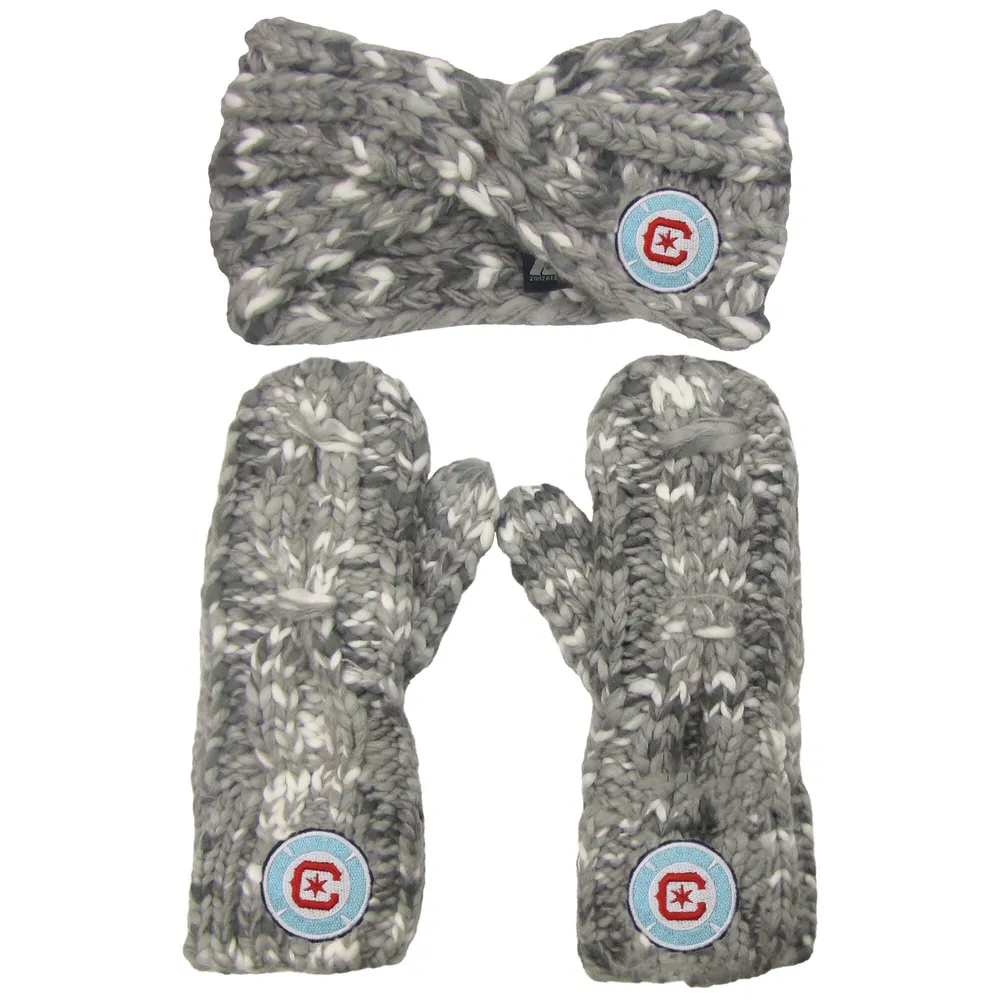 Women's ZooZatz Gray Chicago Fire Marled Headband and Mittens Set