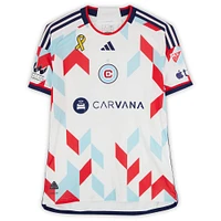Wyatt Omsberg Chicago Fire Autographed Match-Used #16 White adidas Jersey from the 2024 MLS Season - Size L