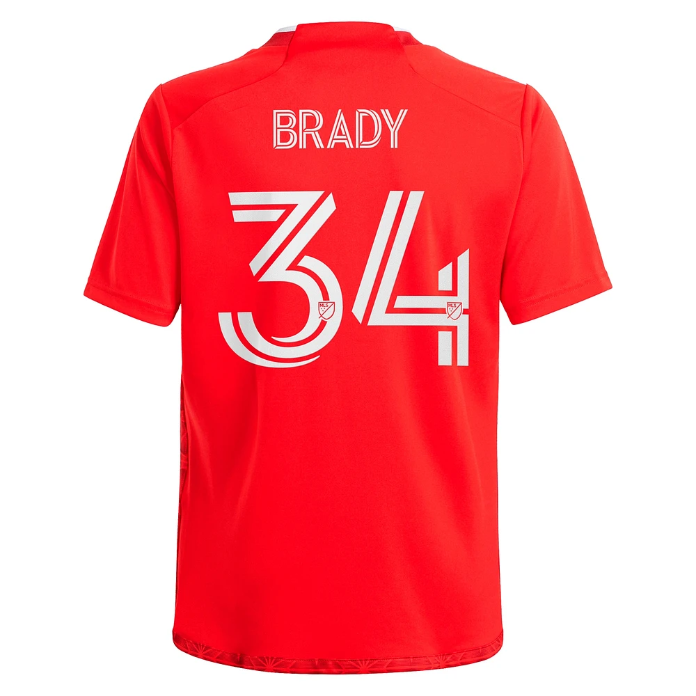 Youth adidas Chris Brady Red Chicago Fire 2024 Return To Replica Player Jersey