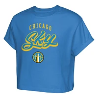 Girls Youth  Sky Blue Chicago City Pennant Cropped T-Shirt