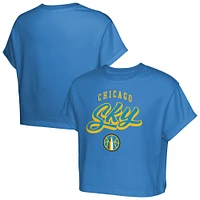 Girls Youth  Sky Blue Chicago City Pennant Cropped T-Shirt