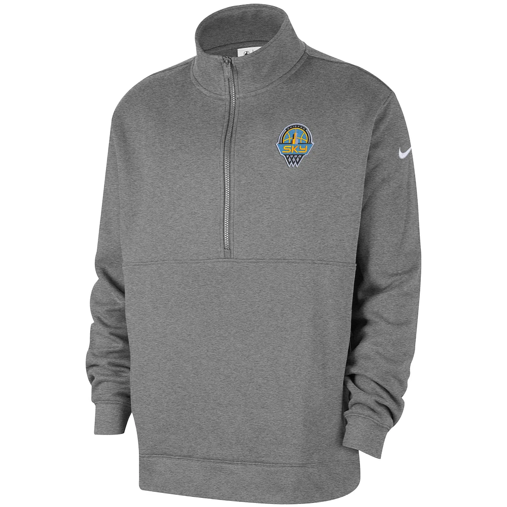 Men's Nike  Heather Gray Chicago Sky React Club Half-Zip Pullover
