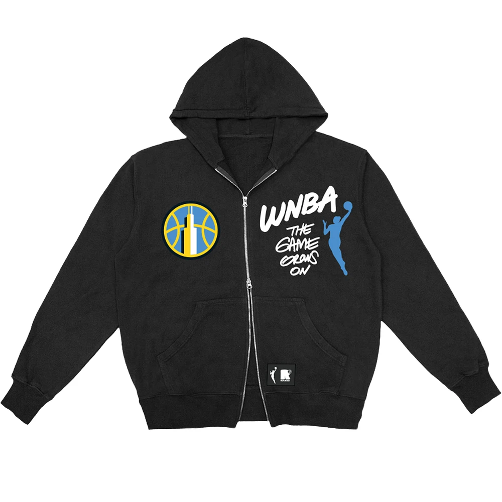 Unisex round21  Black Chicago Sky Double-Zip Hoodie