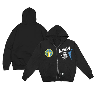 Unisex round21  Black Chicago Sky Double-Zip Hoodie
