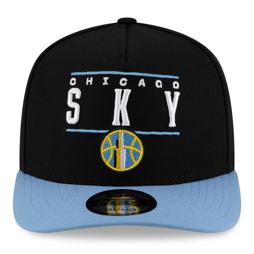 Unisex New Era Black/Sky Blue Chicago Sky 2025 WNBA Draft A-Frame 9FIFTY Snapback Hat
