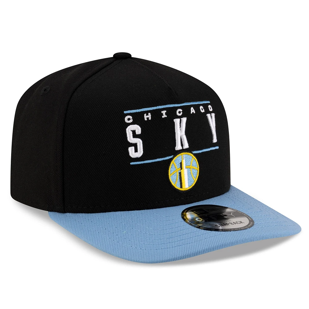 Unisex New Era Black/Sky Blue Chicago Sky 2025 WNBA Draft A-Frame 9FIFTY Snapback Hat