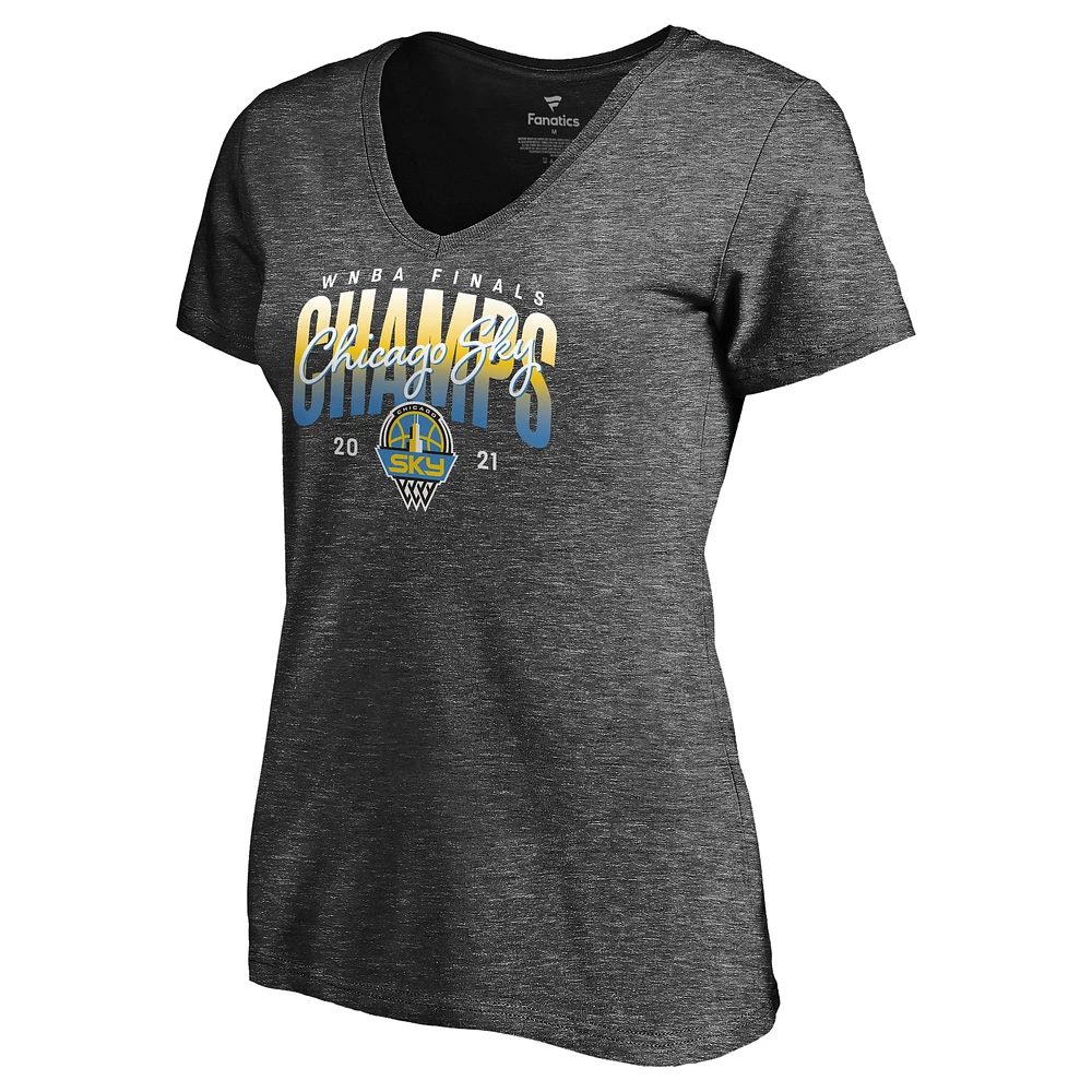 Women's Fanatics Charcoal Chicago Sky 2021 WNBA Finals Champions V-Neck T-Shirt