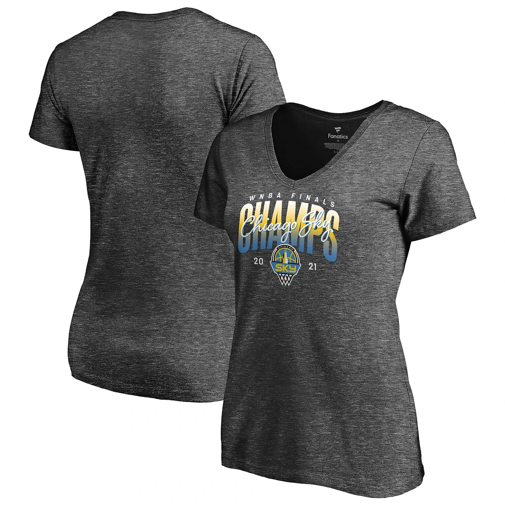 Women's Fanatics Charcoal Chicago Sky 2021 WNBA Finals Champions V-Neck T-Shirt