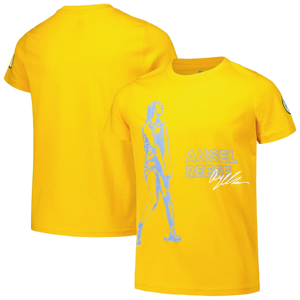 Youth round21 Angel Reese Yellow Chicago Sky Player T-Shirt