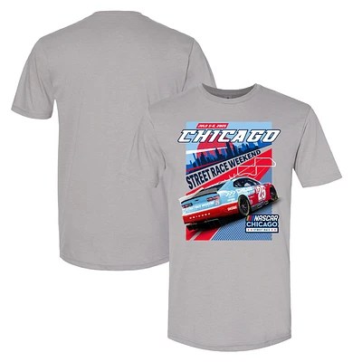 Men's NASCAR Gray 2025 Chicago Street Race Event Car T-Shirt