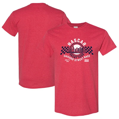 Men's NASCAR Heather Red 2025 Chicago Street Race Retro Event Logo T-Shirt