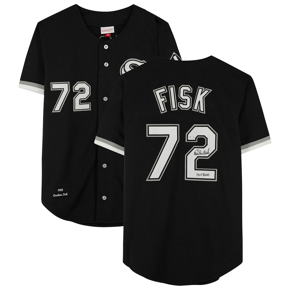 Carlton Fisk Black Chicago White Sox Autographed Mitchell & Ness Authentic Jersey with "HOF 2000" Inscription