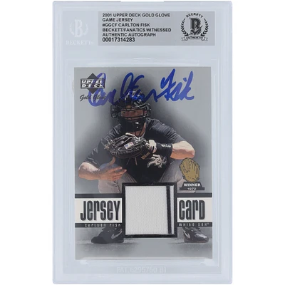 Carlton Fisk Chicago White Sox Autographed 2001 Upper Deck Gold Glove Game Jersey Relic #GG-CF Beckett Fanatics Witnessed Authenticated Card