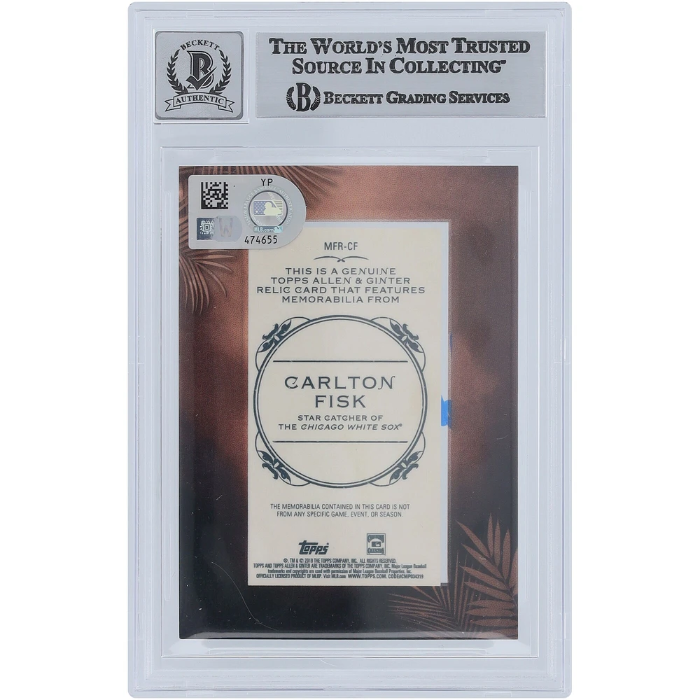 Carlton Fisk Chicago White Sox Autographed 2019 Topps Allen & Ginter Mini Framed Relics #MFR-CF Beckett Fanatics Witnessed Authenticated 9/10 Card 